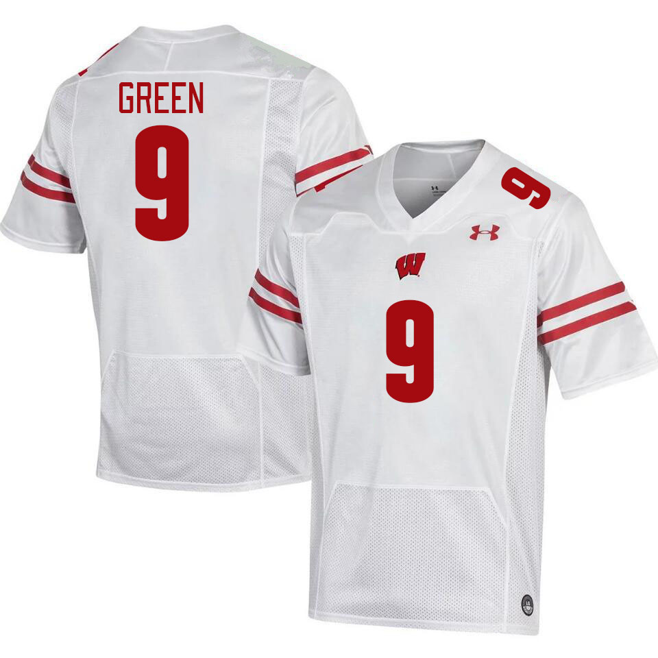 Men #9 Bryson Green Winsconsin Badgers College Football Jerseys Stitched Sale-White